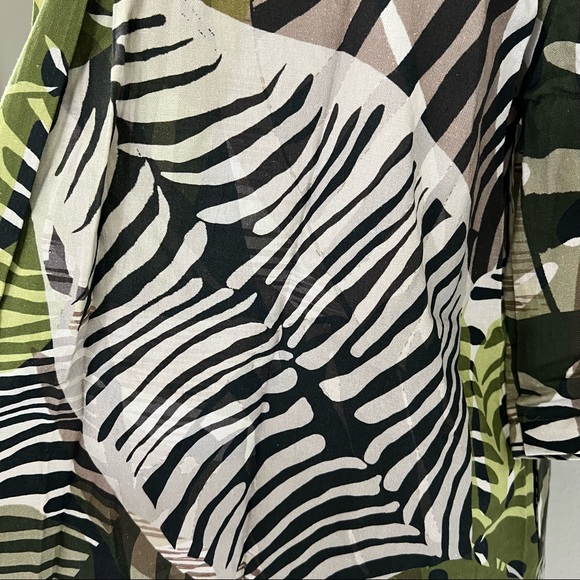 TAILE Linen-blend Palm Leave Print Jacket Button Up, Green Size M New w/Tag $159 - Picture 8 of 12